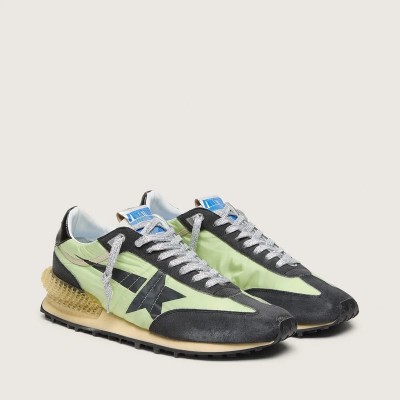 Golden Goose Marathon With Green Nylon Upper And Black Star Golden Goose Marathon With Green Nylon Upper And Black Star