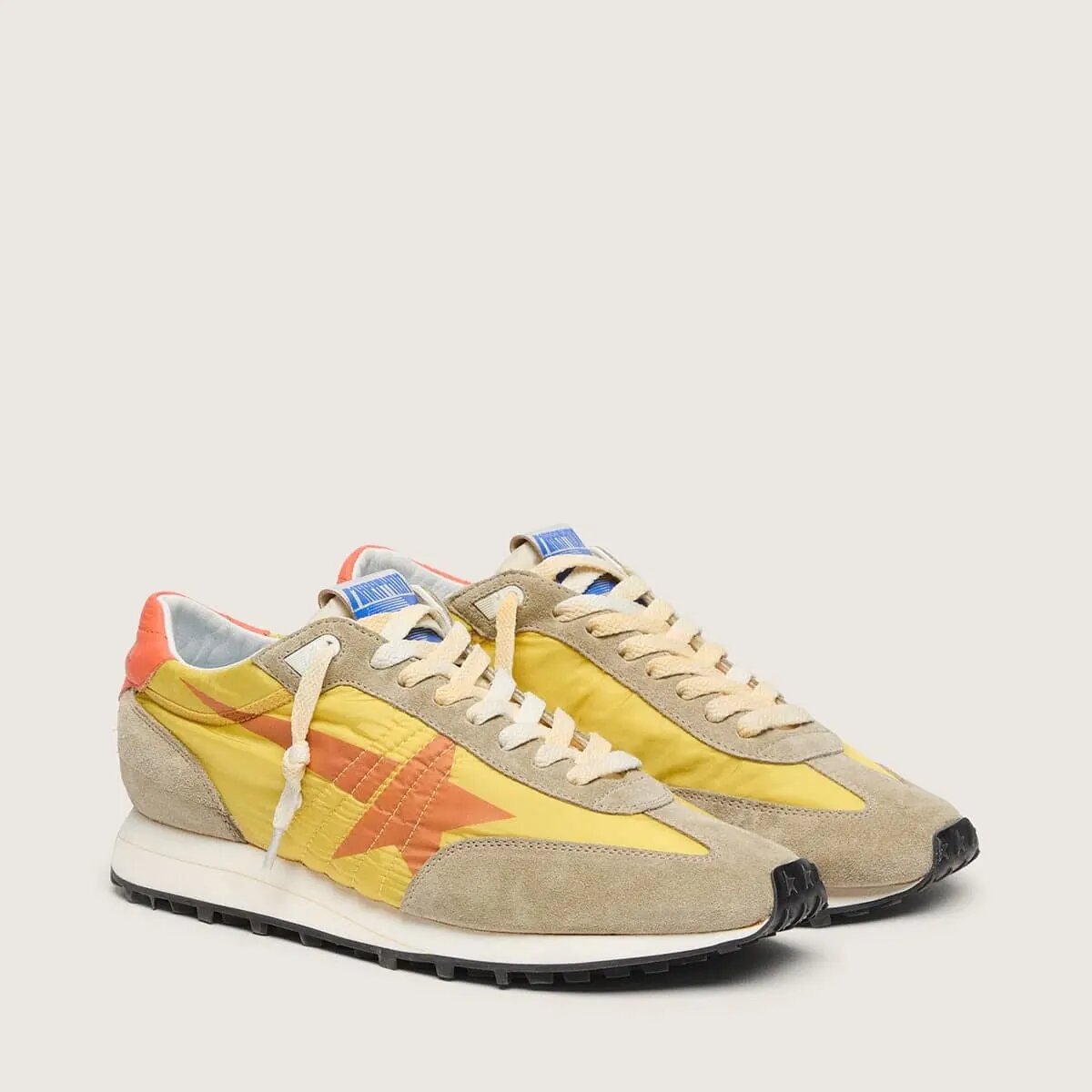Golden Goose Marathon With Yellow Nylon Upper And Orange Star Golden Goose Marathon With Yellow Nylon Upper And Orange Star