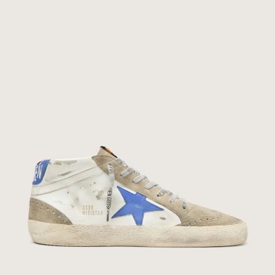 Golden Goose Mid Star With Blue Leather Star And Dove-Gray Suede Inserts Golden Goose Mid Star With Blue Leather Star And Dove-Gray Suede Inserts