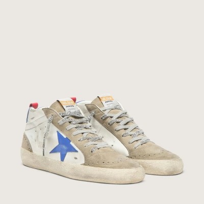 Golden Goose Mid Star With Blue Leather Star And Dove-Gray Suede Inserts Golden Goose Mid Star With Blue Leather Star And Dove-Gray Suede Inserts