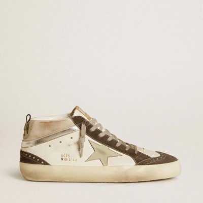 Golden Goose Mid Star With Gray Leather Star And Metallic Silver Leather Flash Golden Goose Mid Star With Gray Leather Star And Metallic Silver Leather Flash