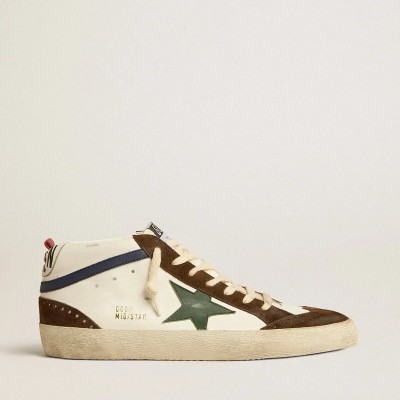 Golden Goose Mid Star With Green Leather Star And Blue Leather Flash Golden Goose Mid Star With Green Leather Star And Blue Leather Flash