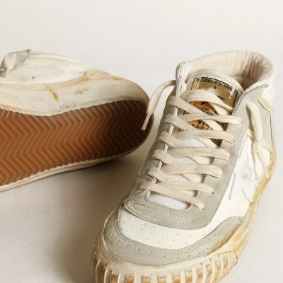 Golden Goose Mid Star With Ice-Gray Suede Inserts And White Star Golden Goose Mid Star With Ice-Gray Suede Inserts And White Star