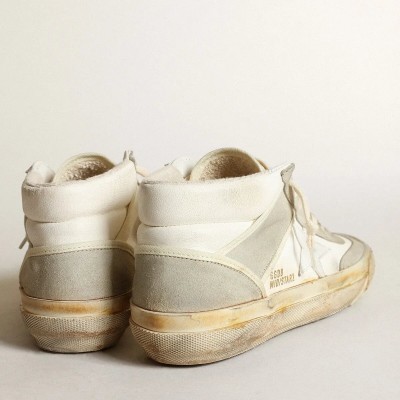 Golden Goose Mid Star With Ice-Gray Suede Inserts And White Star Golden Goose Mid Star With Ice-Gray Suede Inserts And White Star