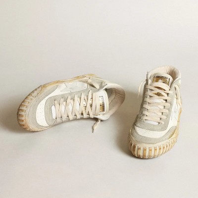 Golden Goose Mid Star With Ice-Gray Suede Inserts And White Star Golden Goose Mid Star With Ice-Gray Suede Inserts And White Star