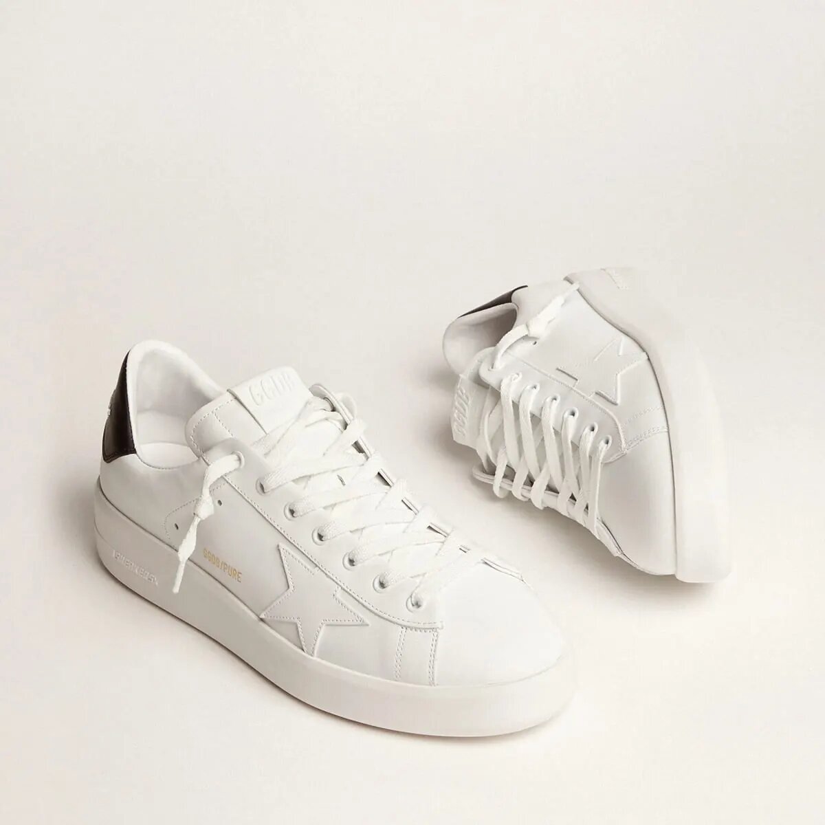 Golden Goose Purestar With Leather Star And Black Leather Heel Tab Golden Goose Purestar With Leather Star And Black Leather Heel Tab