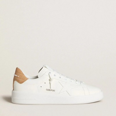 Golden Goose Purestar With Leather Star And Croc-Print Leather Heel Tab Golden Goose Purestar With Leather Star And Croc-Print Leather Heel Tab