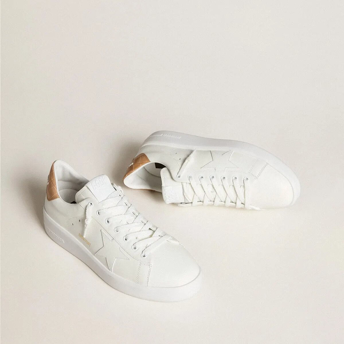 Golden Goose Purestar With Leather Star And Croc-Print Leather Heel Tab Golden Goose Purestar With Leather Star And Croc-Print Leather Heel Tab