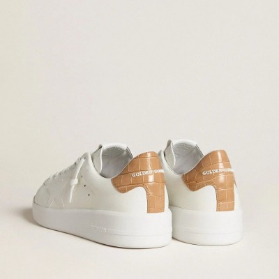 Golden Goose Purestar With Leather Star And Croc-Print Leather Heel Tab Golden Goose Purestar With Leather Star And Croc-Print Leather Heel Tab
