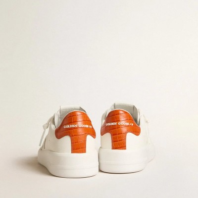 Golden Goose Purestar With White Leather Star And Orange Heel Tab Golden Goose Purestar With White Leather Star And Orange Heel Tab