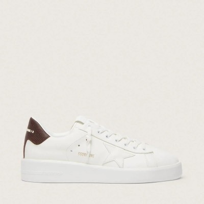Golden Goose Purestar With White Star And Burgundy Lizard-Print Heel Tab Golden Goose Purestar With White Star And Burgundy Lizard-Print Heel Tab