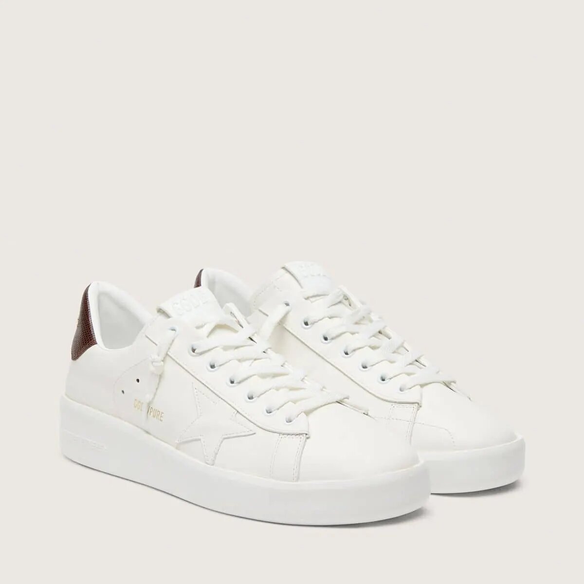 Golden Goose Purestar With White Star And Burgundy Lizard-Print Heel Tab Golden Goose Purestar With White Star And Burgundy Lizard-Print Heel Tab