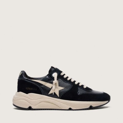 Golden Goose Running Sole In Black Nappa Leather And Suede With A White Star Golden Goose Running Sole In Black Nappa Leather And Suede With A White Star