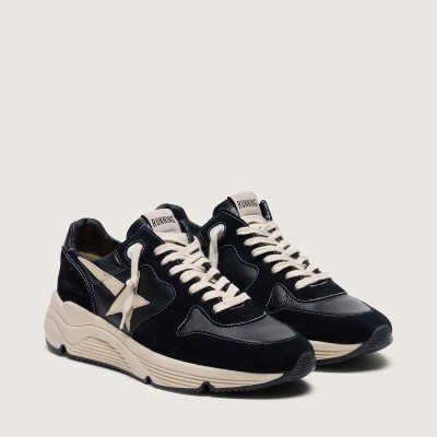Golden Goose Running Sole In Black Nappa Leather And Suede With A White Star Golden Goose Running Sole In Black Nappa Leather And Suede With A White Star