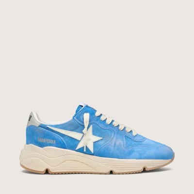 Golden Goose Running Sole In Bright Blue Suede With White Star Golden Goose Running Sole In Bright Blue Suede With White Star