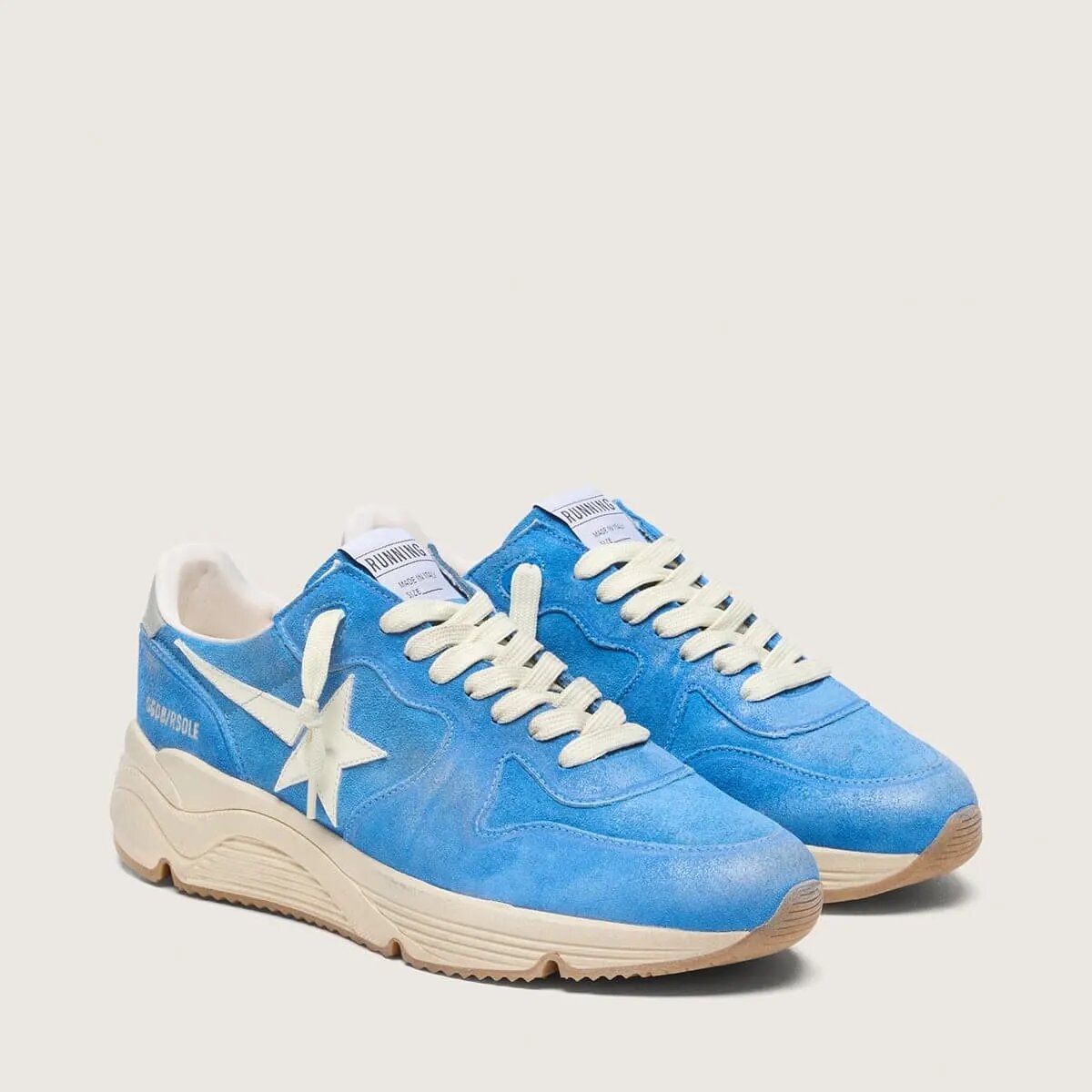 Golden Goose Running Sole In Bright Blue Suede With White Star Golden Goose Running Sole In Bright Blue Suede With White Star