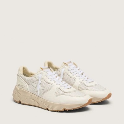 Golden Goose Running Sole In Mesh And White Nappa Golden Goose Running Sole In Mesh And White Nappa