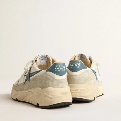 Golden Goose Running Sole In Nappa With Blue Leather Star And Suede Insert Golden Goose Running Sole In Nappa With Blue Leather Star And Suede Insert