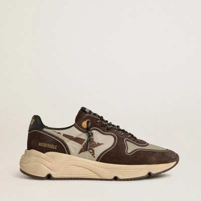 Golden Goose Running Sole In Nylon And Suede With Printed Star And Leather Heel Tab Golden Goose Running Sole In Nylon And Suede With Printed Star And Leather Heel Tab