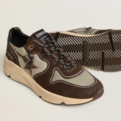 Golden Goose Running Sole In Nylon And Suede With Printed Star And Leather Heel Tab Golden Goose Running Sole In Nylon And Suede With Printed Star And Leather Heel Tab