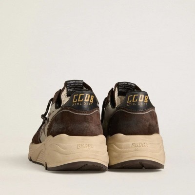 Golden Goose Running Sole In Nylon And Suede With Printed Star And Leather Heel Tab Golden Goose Running Sole In Nylon And Suede With Printed Star And Leather Heel Tab
