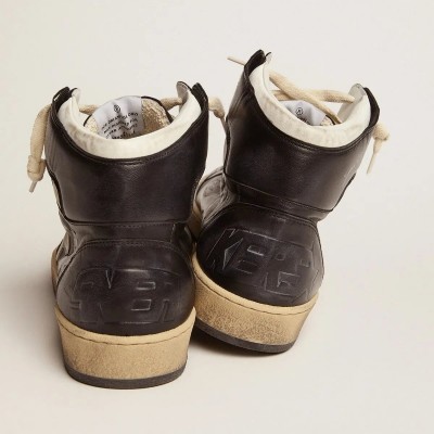 Golden Goose Sky-Star In Black Nappa Leather With White Leather Star Golden Goose Sky-Star In Black Nappa Leather With White Leather Star