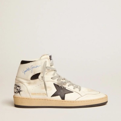 Golden Goose Sky-Star In White Leather With Black Leather Star Golden Goose Sky-Star In White Leather With Black Leather Star