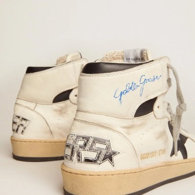 Golden Goose Sky-Star In White Leather With Black Leather Star Golden Goose Sky-Star In White Leather With Black Leather Star