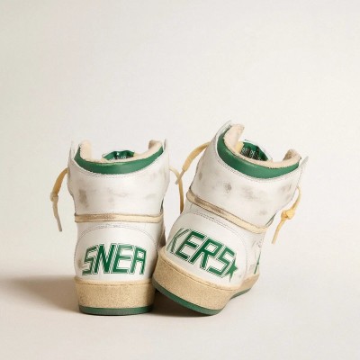 Golden Goose Sky-Star In White Leather With Green Leather Star Golden Goose Sky-Star In White Leather With Green Leather Star