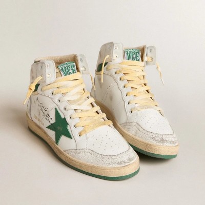 Golden Goose Sky-Star In White Leather With Green Leather Star Golden Goose Sky-Star In White Leather With Green Leather Star