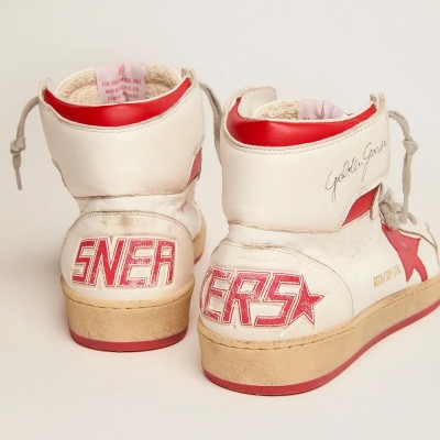 Golden Goose Sky-Star With Signature On The Ankle And Red Inserts Golden Goose Sky-Star With Signature On The Ankle And Red Inserts