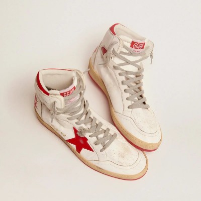 Golden Goose Sky-Star With Signature On The Ankle And Red Inserts Golden Goose Sky-Star With Signature On The Ankle And Red Inserts