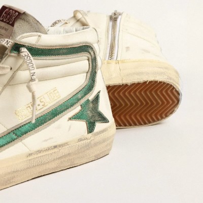 Golden Goose Slide In Beige Nappa With Green Laminated Leather Star And Flash Golden Goose Slide In Beige Nappa With Green Laminated Leather Star And Flash