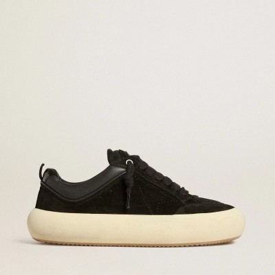Golden Goose Space-Star Cube In Black Suede With Perforated Star Golden Goose Space-Star Cube In Black Suede With Perforated Star
