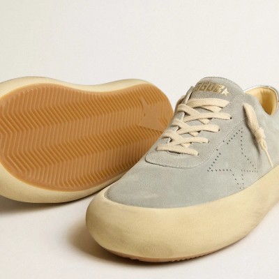 Golden Goose Space-Star In Ice-Gray Suede With Perforated Star Golden Goose Space-Star In Ice-Gray Suede With Perforated Star