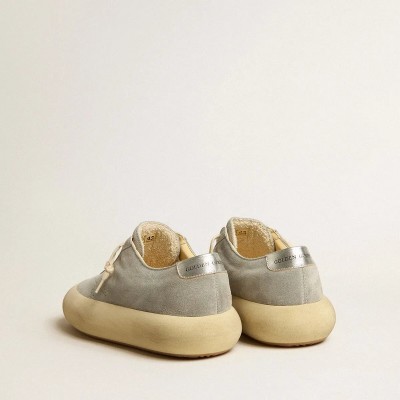 Golden Goose Space-Star In Ice-Gray Suede With Perforated Star Golden Goose Space-Star In Ice-Gray Suede With Perforated Star