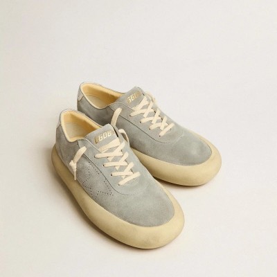 Golden Goose Space-Star In Ice-Gray Suede With Perforated Star Golden Goose Space-Star In Ice-Gray Suede With Perforated Star