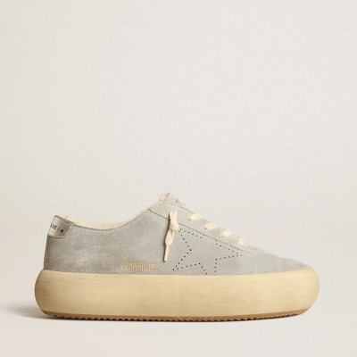 Golden Goose Space-Star In Ice-Gray Suede With Shearling Lining Golden Goose Space-Star In Ice-Gray Suede With Shearling Lining