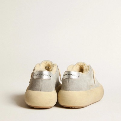 Golden Goose Space-Star In Ice-Gray Suede With Shearling Lining Golden Goose Space-Star In Ice-Gray Suede With Shearling Lining
