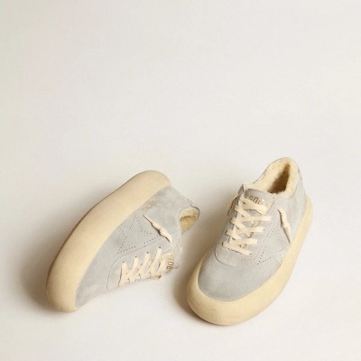 Golden Goose Space-Star In Ice-Gray Suede With Shearling Lining Golden Goose Space-Star In Ice-Gray Suede With Shearling Lining