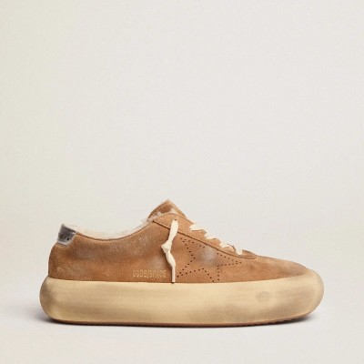 Golden Goose Space-Star In Tobacco-Colored Suede And Shearling Lining Golden Goose Space-Star In Tobacco-Colored Suede And Shearling Lining