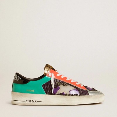 Golden Goose Stardan Lab In Patent Leather And Mesh With Rubber Star Golden Goose Stardan Lab In Patent Leather And Mesh With Rubber Star