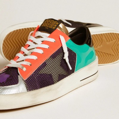 Golden Goose Stardan Lab In Patent Leather And Mesh With Rubber Star Golden Goose Stardan Lab In Patent Leather And Mesh With Rubber Star