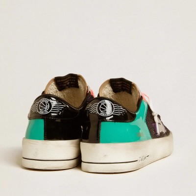 Golden Goose Stardan Lab In Patent Leather And Mesh With Rubber Star Golden Goose Stardan Lab In Patent Leather And Mesh With Rubber Star