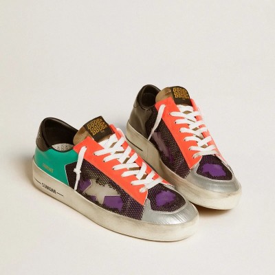 Golden Goose Stardan Lab In Patent Leather And Mesh With Rubber Star Golden Goose Stardan Lab In Patent Leather And Mesh With Rubber Star