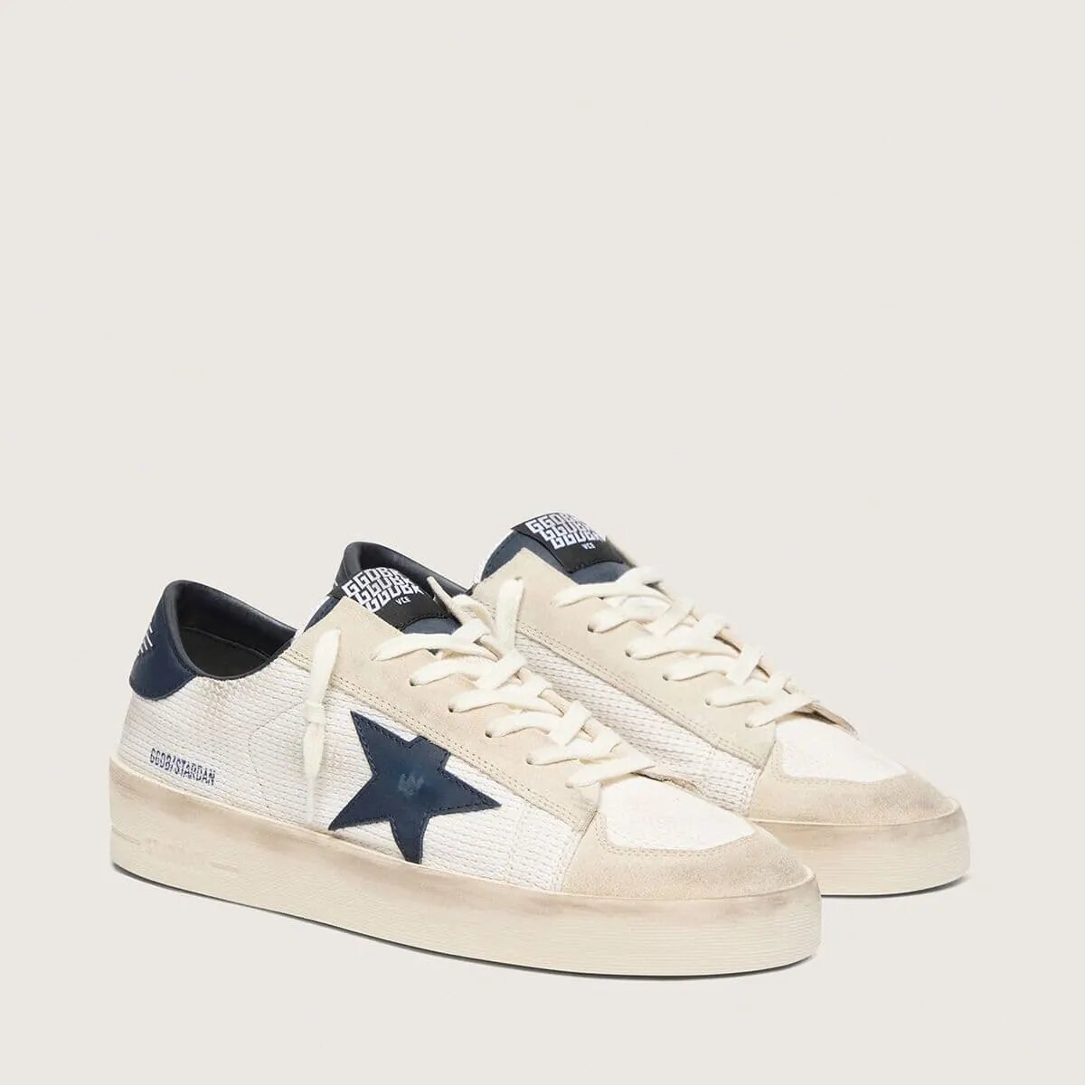 Golden Goose Stardan In Beige Suede With Blue Star Golden Goose Stardan In Beige Suede With Blue Star