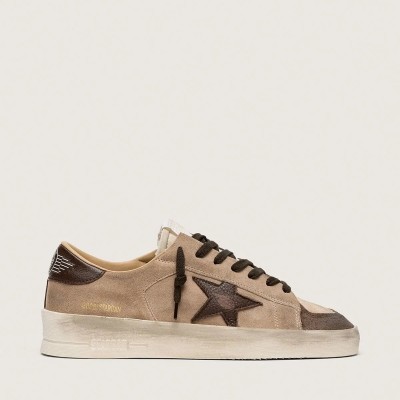 Golden Goose Stardan In Beige Suede With Brown Star And Inserts Golden Goose Stardan In Beige Suede With Brown Star And Inserts