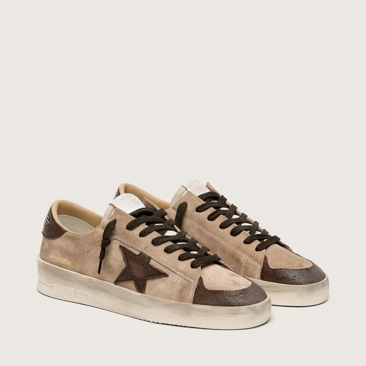 Golden Goose Stardan In Beige Suede With Brown Star And Inserts Golden Goose Stardan In Beige Suede With Brown Star And Inserts