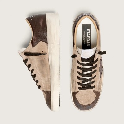 Golden Goose Stardan In Beige Suede With Brown Star And Inserts Golden Goose Stardan In Beige Suede With Brown Star And Inserts