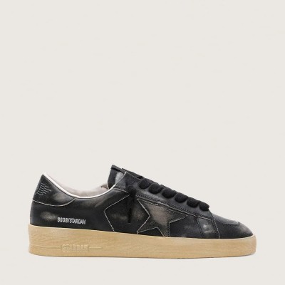 Golden Goose Stardan In Black Leather With Black Leather Star And Heel Tab Golden Goose Stardan In Black Leather With Black Leather Star And Heel Tab